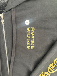 Chrome Hearts Olive Vertical Logo Full-Zip Black Hoodie Size Medium