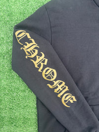 Chrome Hearts Olive Vertical Logo Full-Zip Black Hoodie Size Medium