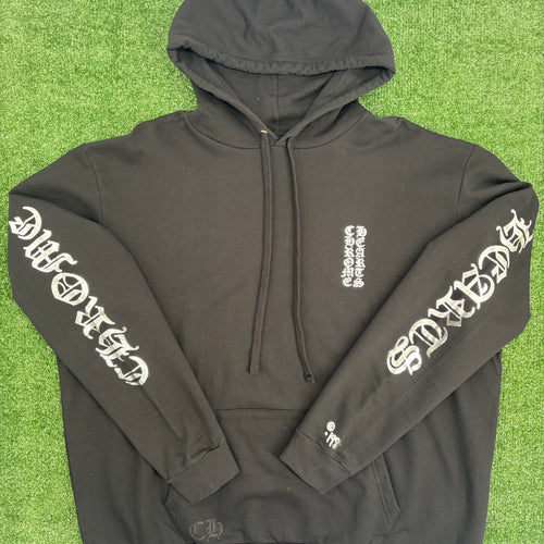 Chorme Hearts 1988 Foil Vertical Logo Black Pullover Hoodie Size XXL