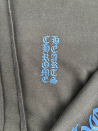 Chrome Hearts Blue Vertical Logo Black Hoodie Size Small