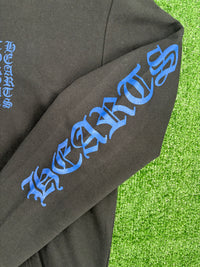 Chrome Hearts Blue Vertical Logo Black Hoodie Size Small