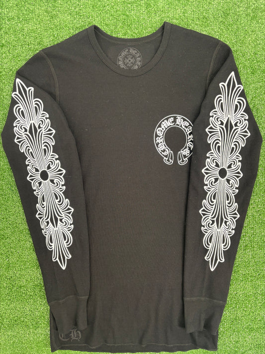 Chrome Hearts Horseshoe Logo Black Thermal L/S Shirt Size Large