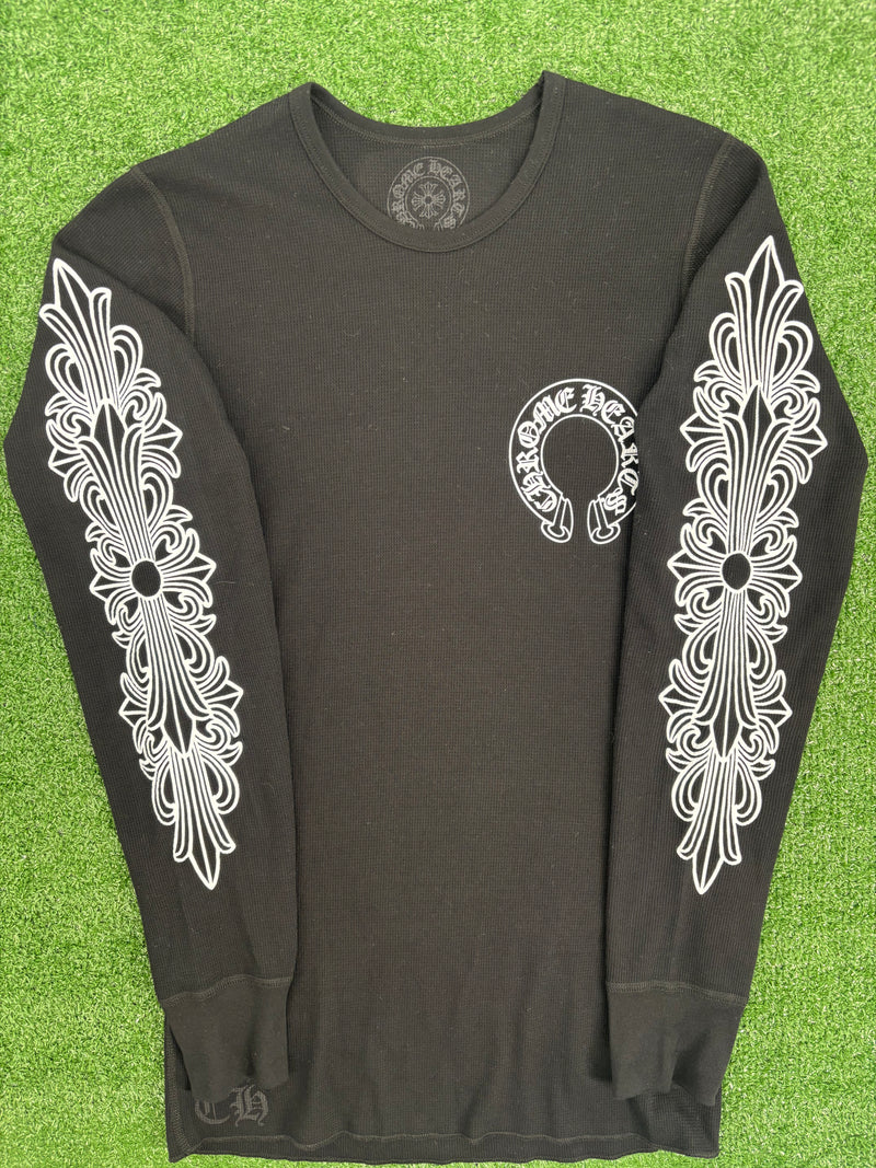 Chrome Hearts Horseshoe Logo Black Thermal L/S Shirt Size Large