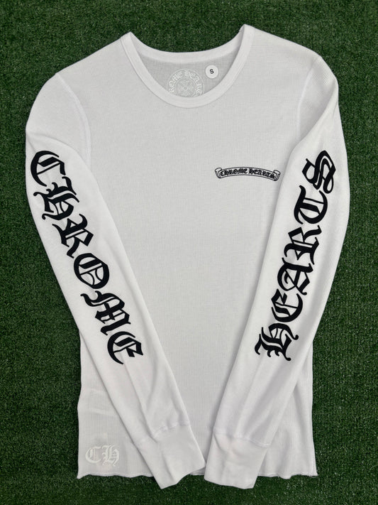 Chrome Hearts Scroll Logo White Thermal L/S Shirt Size Small