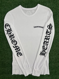 Chrome Hearts Scroll Logo White Thermal L/S Shirt Size Small