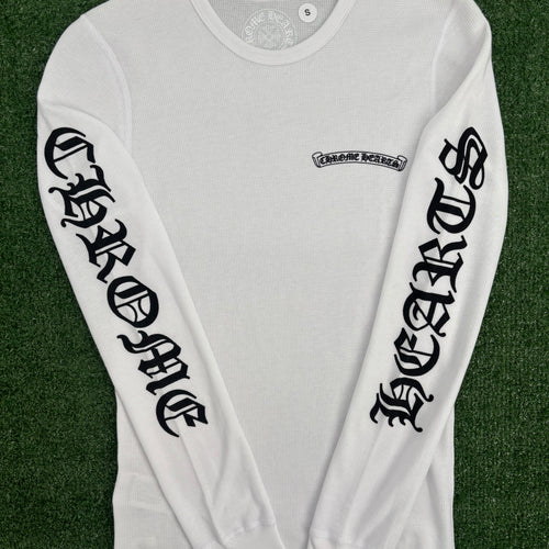 Chrome Hearts Scroll Logo White Thermal L/S Shirt Size Small