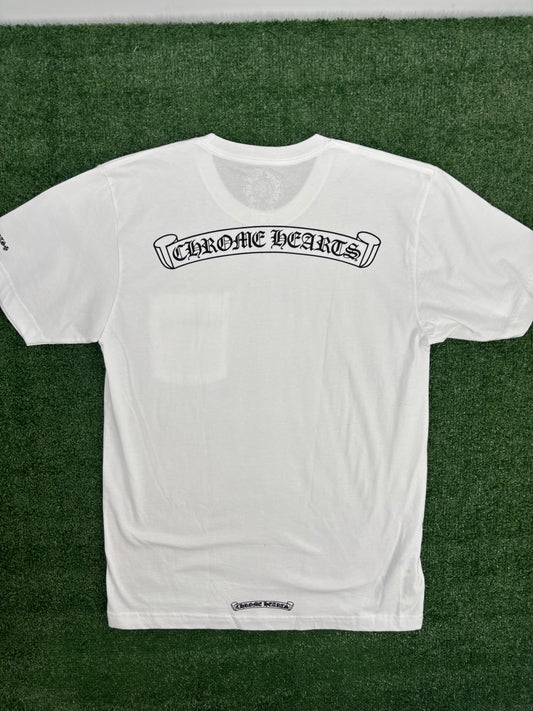 Chrome Hearts Scroll Logo White Pocket T-Shirt Size Medium