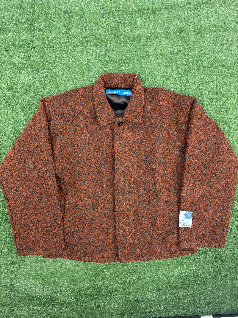 Jungles Jungles Pleated Static Boucle Brown Jacket Size Small