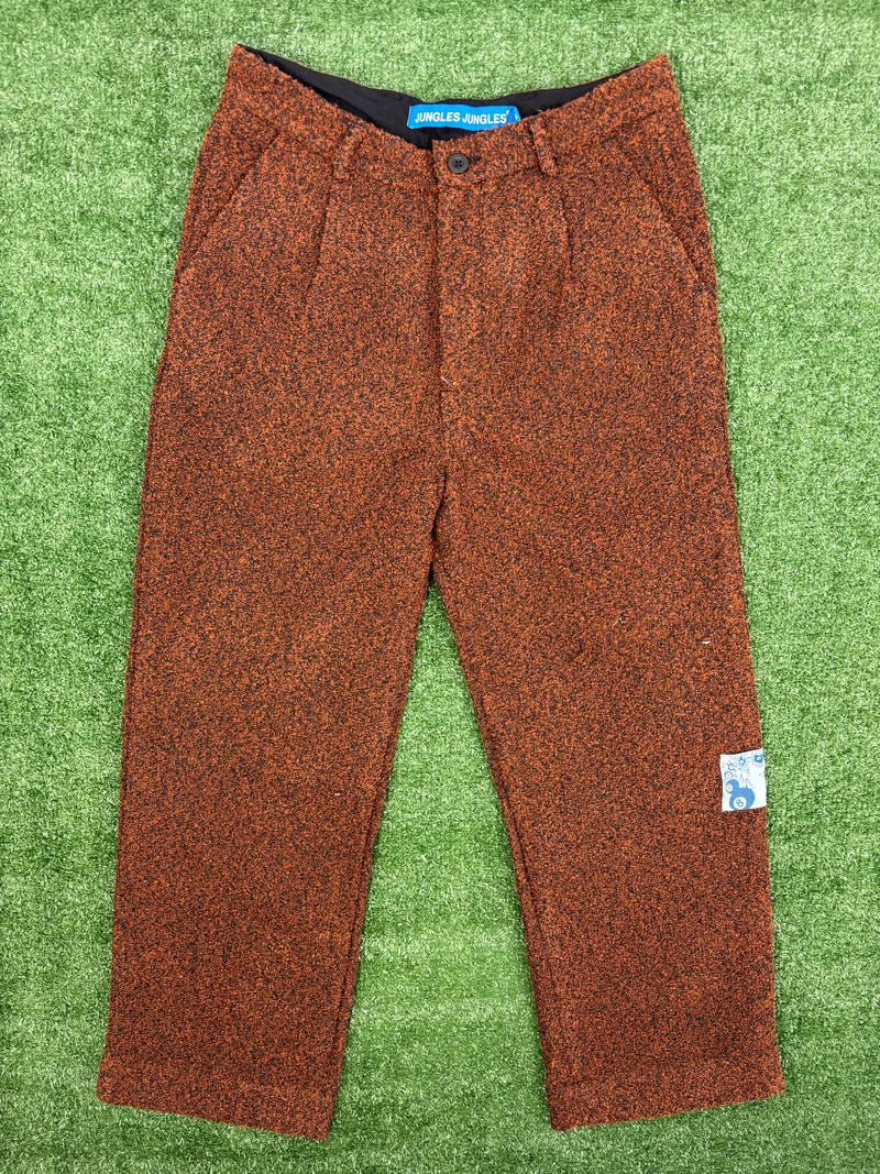 Jungles Jungles Static Pleated Brown Boucle Pant Size Small