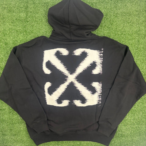 OFF-WHITE "Windy Arrows" Black Pullover Hoodie Size Large