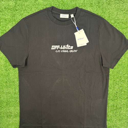 OFF-WHITE "Cryst Croco Logo" Slim Fit Black T-Shirt Size Large