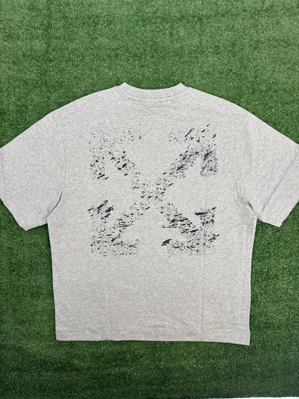 OFF-WHITE "Paint Splatter Arrows" Heather Grey Skate T-Shirt Size Large