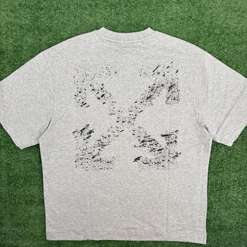 OFF-WHITE "Paint Splatter Arrows" Heather Grey Skate T-Shirt Size Large