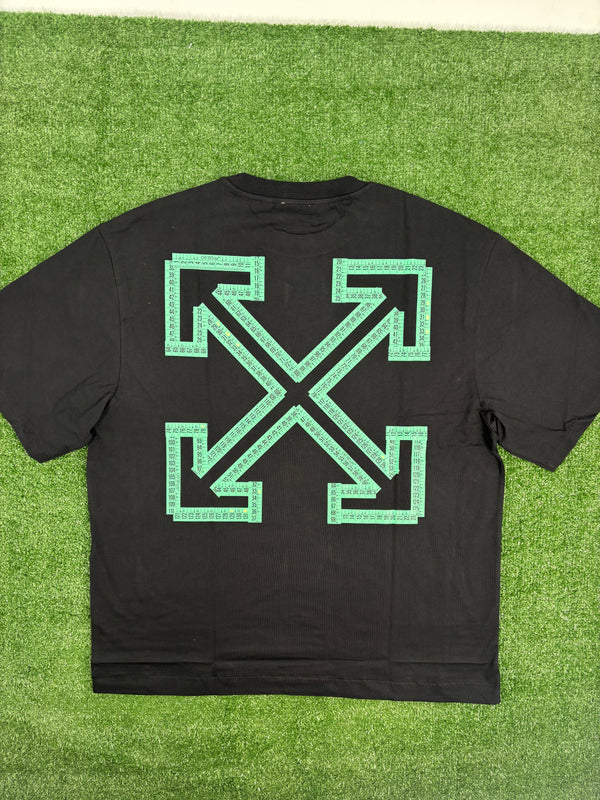 OFF-WHITE "Tape Arrows" Teal & Black T-Shirt Size Medium