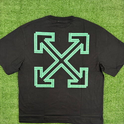 OFF-WHITE "Tape Arrows" Teal & Black T-Shirt Size Large