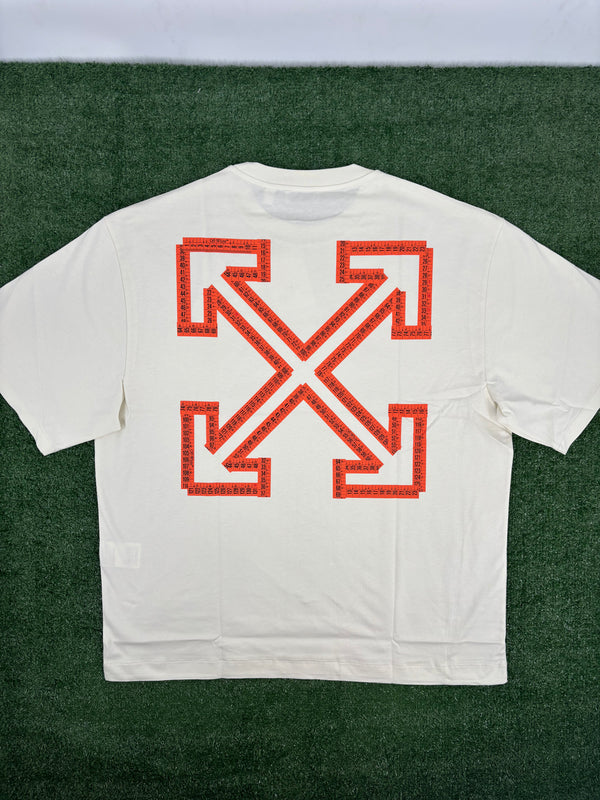 OFF-WHITE "Tape Arrows" Vanilla Ice White Skate Fit T-Shirt Size Large