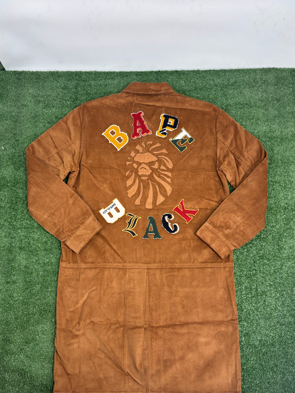 BAPE Black Japan Corduroy Brown Down Work Jacket Size Large