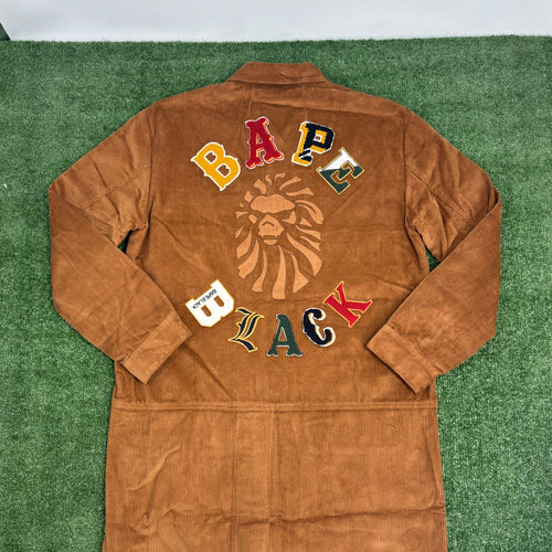 BAPE Black Japan Corduroy Brown Down Work Jacket Size Large