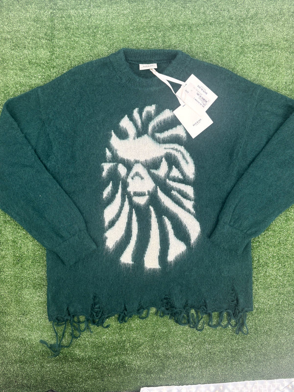 BAPE Black Japan Green Mohair Distressed Sweater Size Large