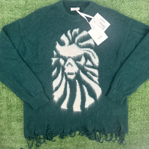 BAPE Black Japan Green Mohair Distressed Sweater Size XL