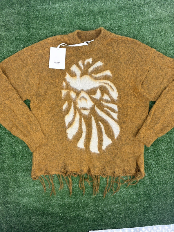 BAPE Black Japan Distressed Knitted Beige Sweater Size Medium (MSRP: $611)