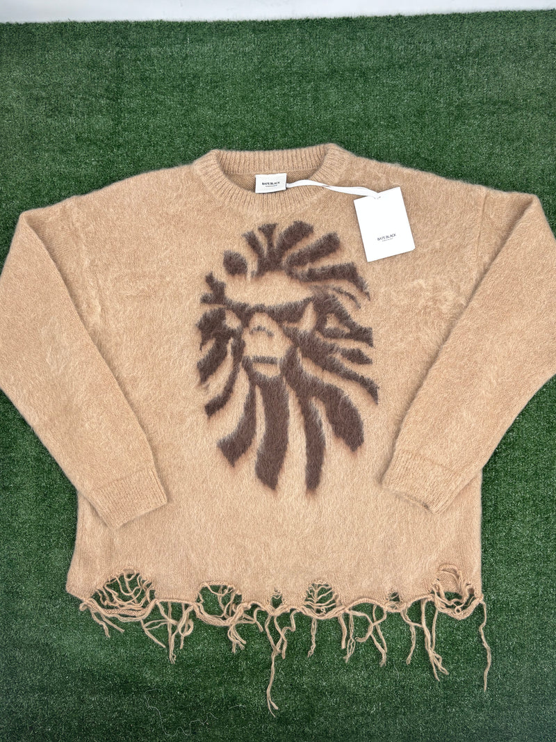 BAPE Black Japan Distress Knitted Sweater Light Beige Size XL