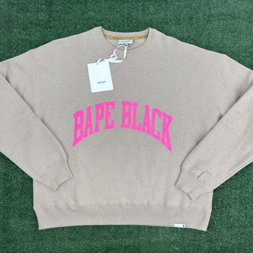 BAPE Black Japan College Beige Crewneck Sweater Size Large