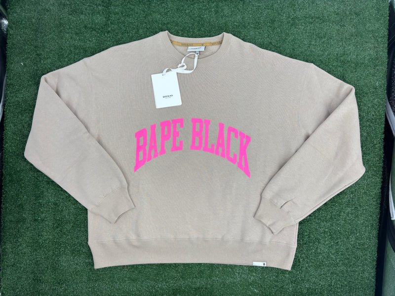 BAPE Black Japan College Beige Crewneck Sweater Size Large