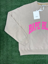 BAPE Black Japan College Beige Crewneck Sweater Size Large