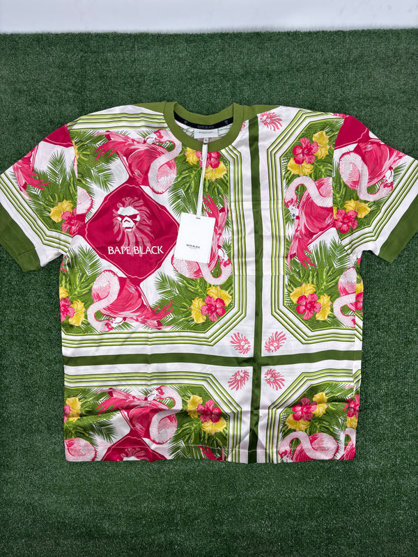 BAPE Black Japan Silk Multi-Color Jersey T-Shirt Size Large (Retail $370.00)