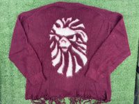 BAPE Black Japan Distressed Burgundy Cardigan Size XL (MSRP: $753.00)