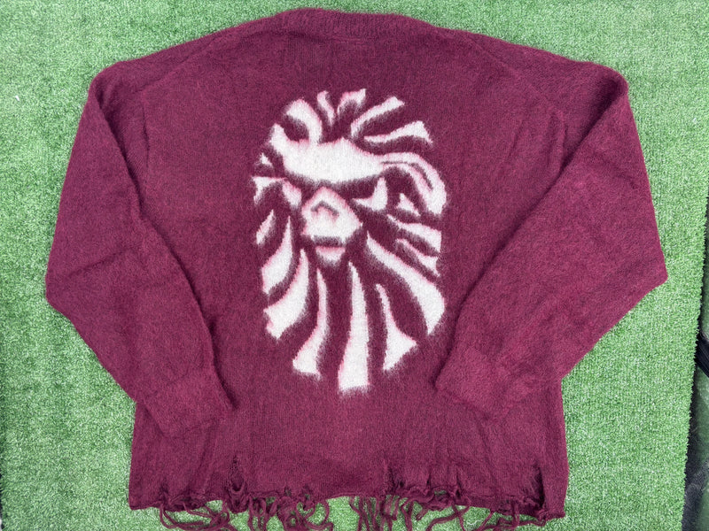 BAPE Black Japan Distressed Burgundy Cardigan Size XL (MSRP: $753.00)