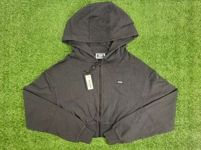 Kith Kids Cropped Fallon Full-Zip Hoodie 'Black' Size XL