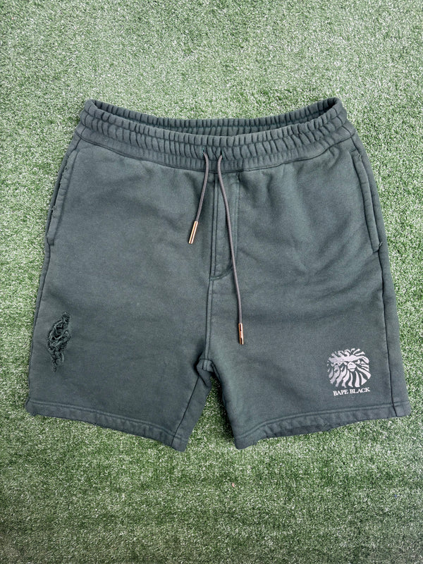 Bape Black Distressed Heavyweight Sweatshorts 'Forest Green' Size Medium