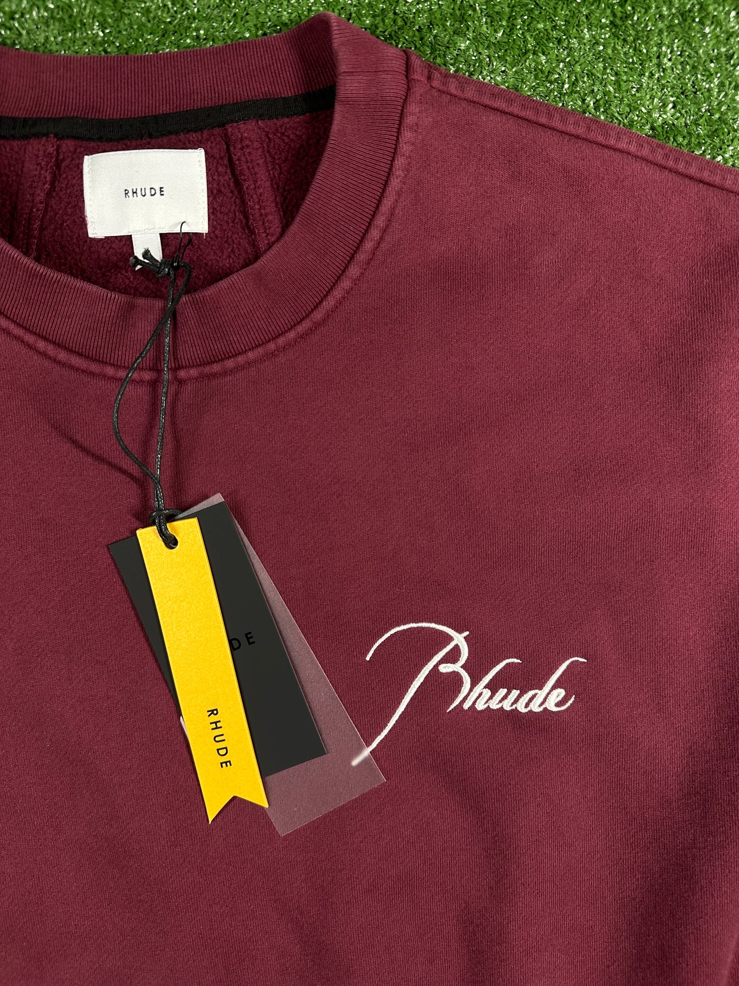 RHUDE Authentic Embroidered Crewneck Sweater-Burgundy-Size XL Mens MSRP:$680.00