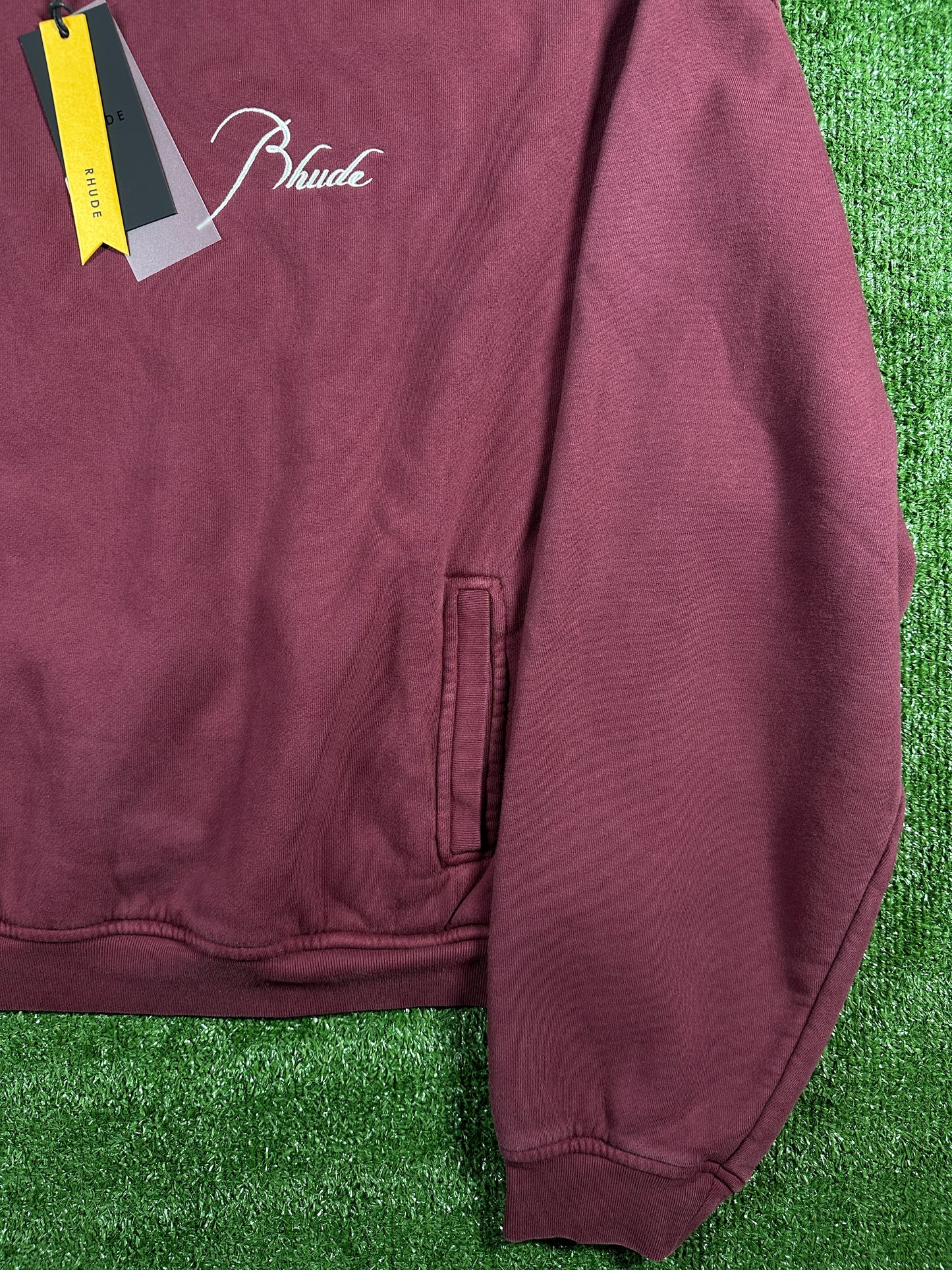 RHUDE Authentic Embroidered Crewneck Sweater-Burgundy-Size XL Mens MSRP:$680.00