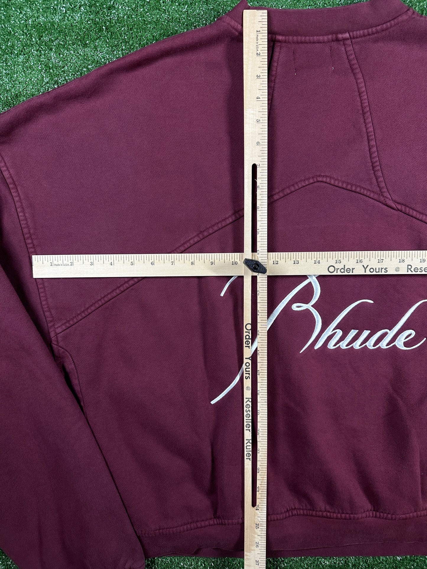 RHUDE Authentic Embroidered Crewneck Sweater-Burgundy-Size XL Mens MSRP:$680.00