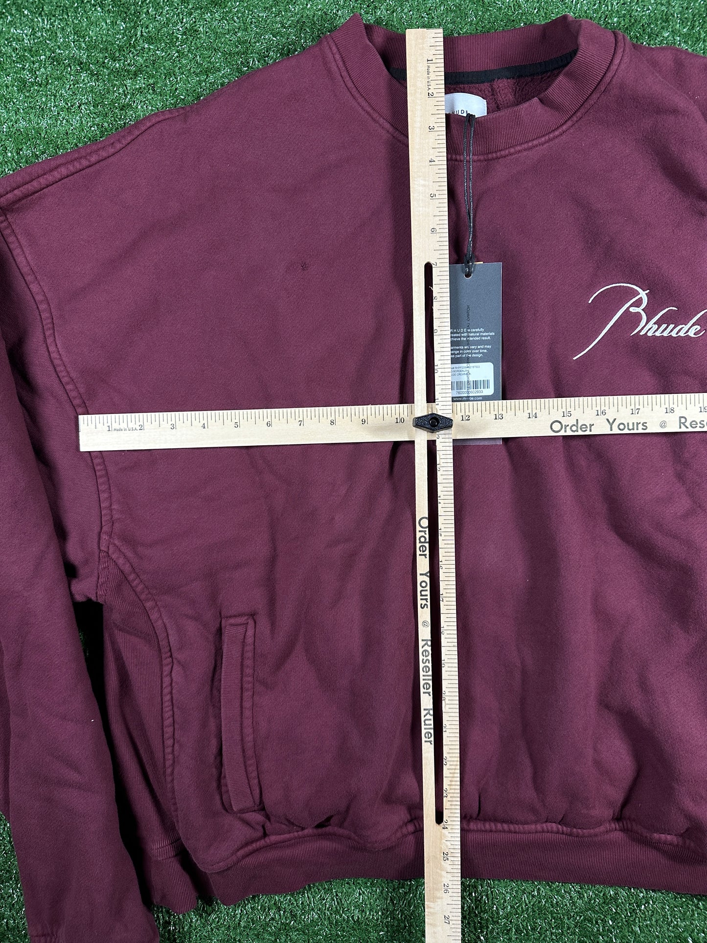 RHUDE Authentic Embroidered Crewneck Sweater-Burgundy-Size Large Mens MSRP:$680.00