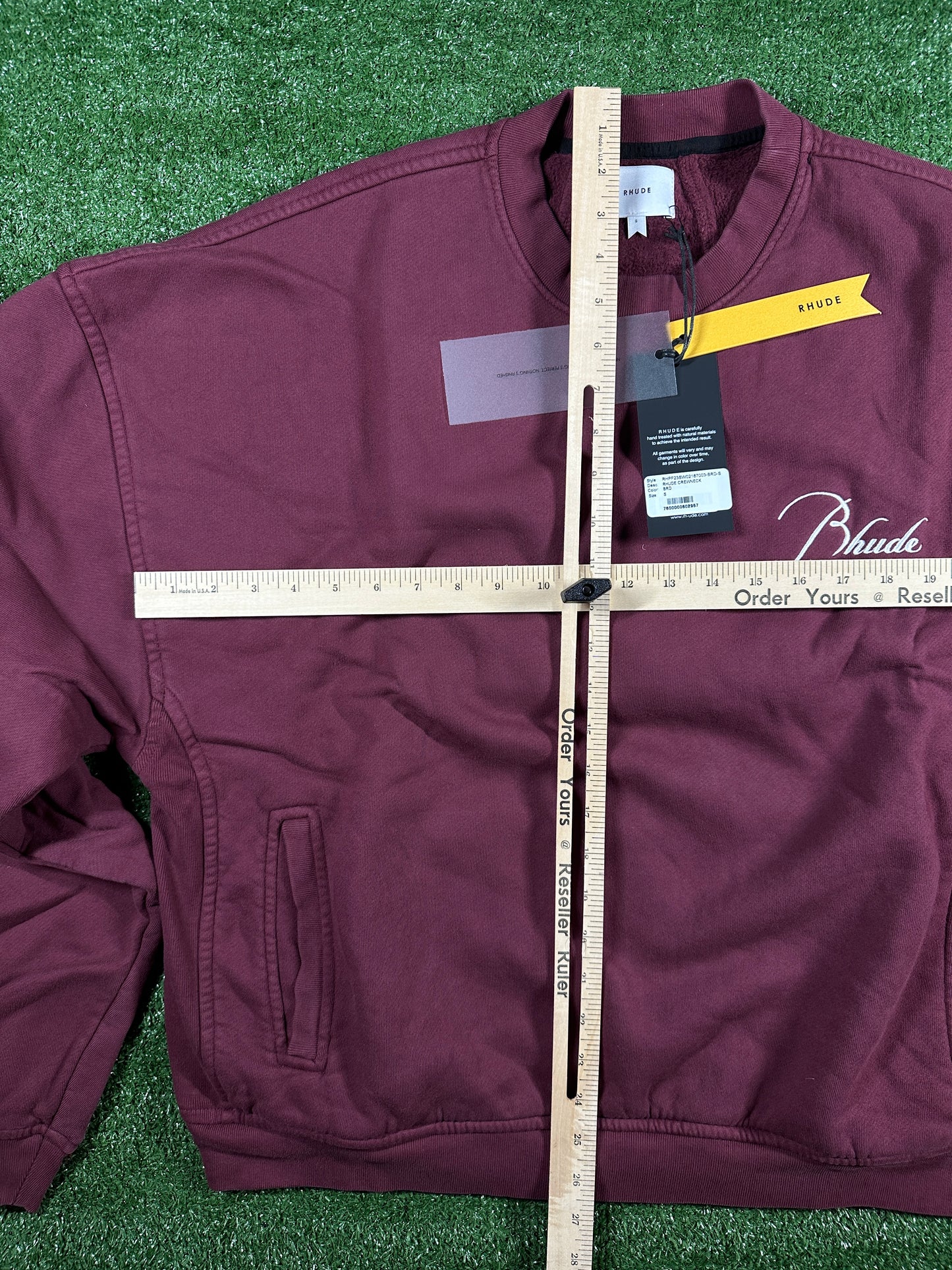 RHUDE Authentic Embroidered Crewneck Sweater-Burgundy-Size Small Mens MSRP:$680.00