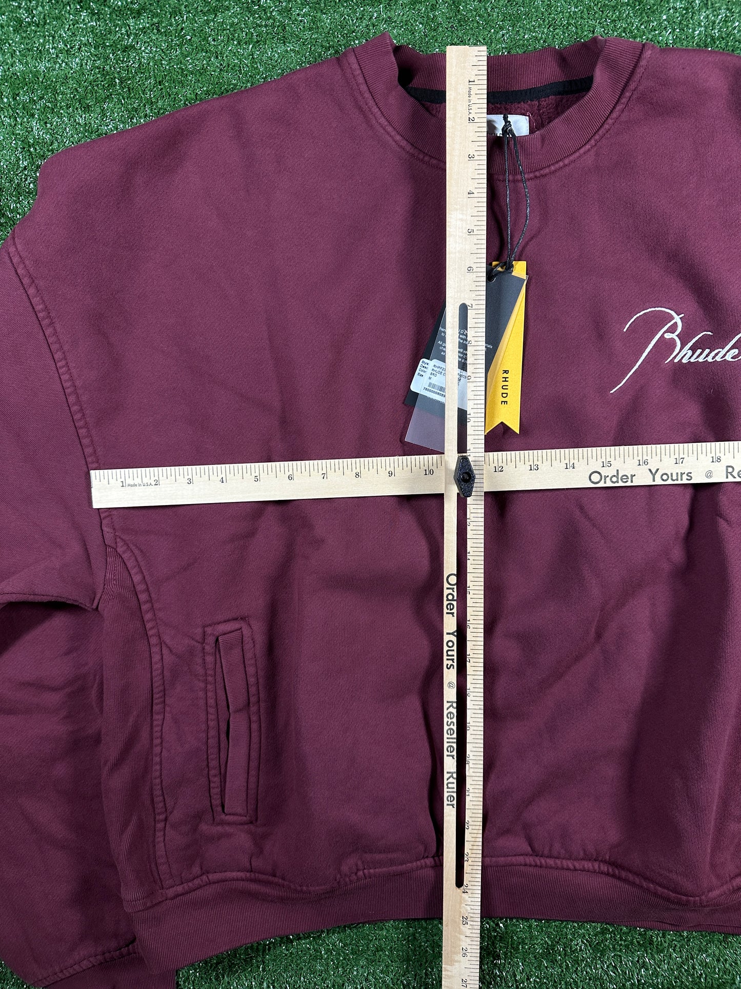 RHUDE Authentic Embroidered Crewneck Sweater-Burgundy-Size Medium Mens MSRP:$680.00