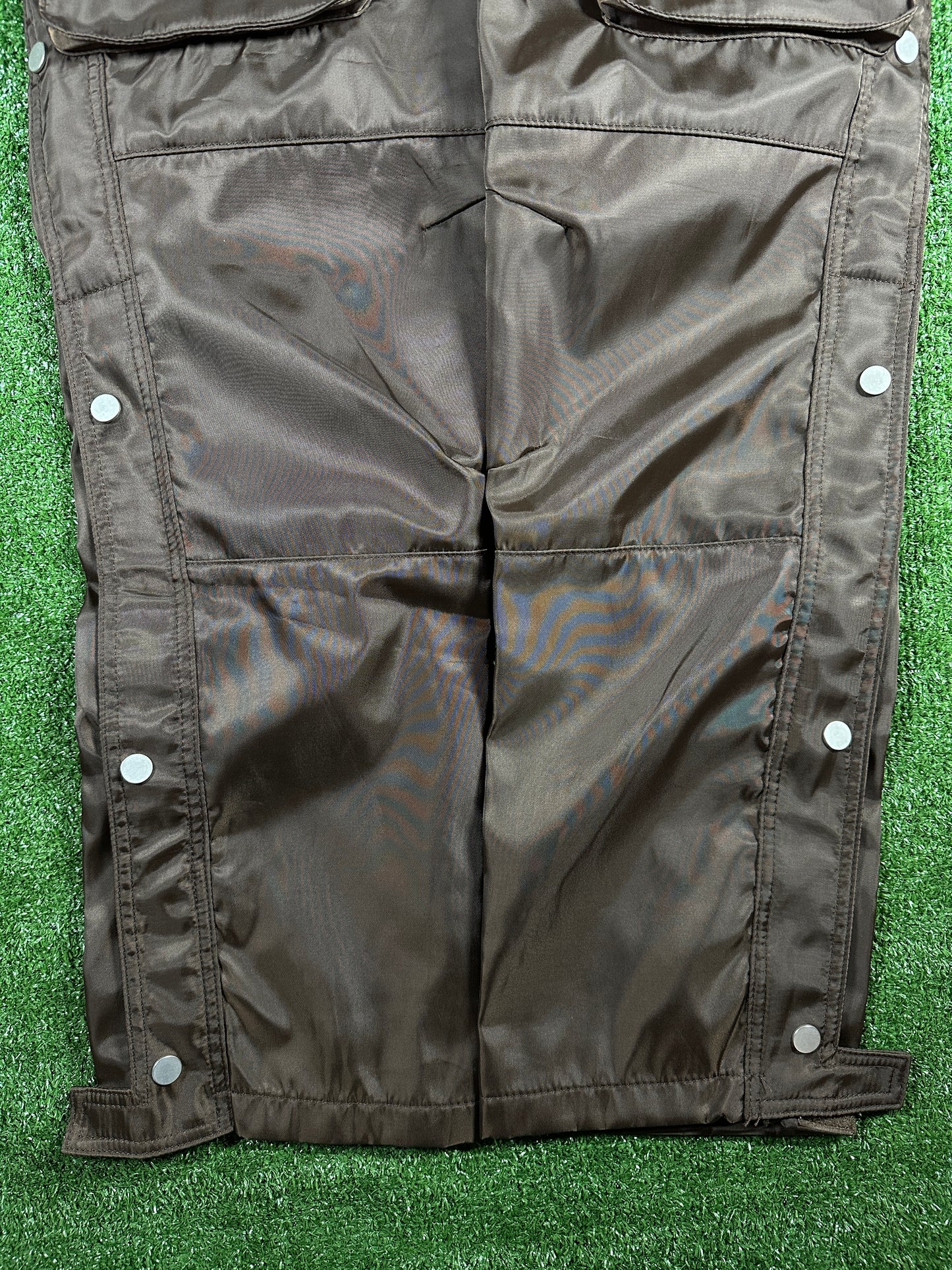 MNML Snap Zipper Front Cargo Men's Brown Pants - Size 38