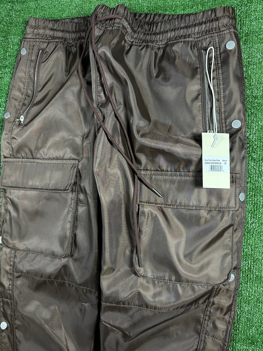 MNML Snap Zipper Front Cargo Men's Brown Pants - Size 38