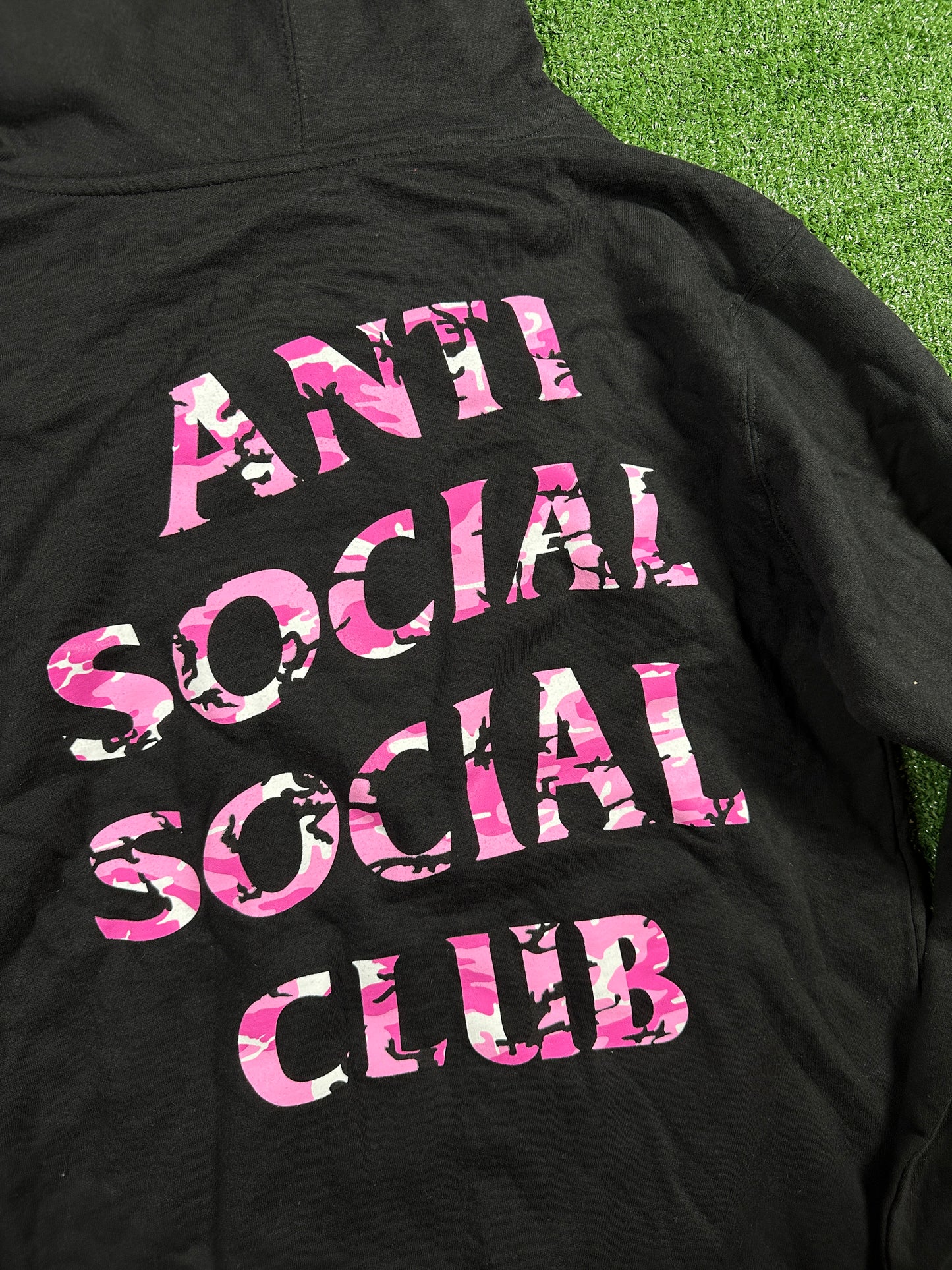 Anti-Social Club X Undeafeted Exclusive Black/Pink Pullover Hoodie - Size Small