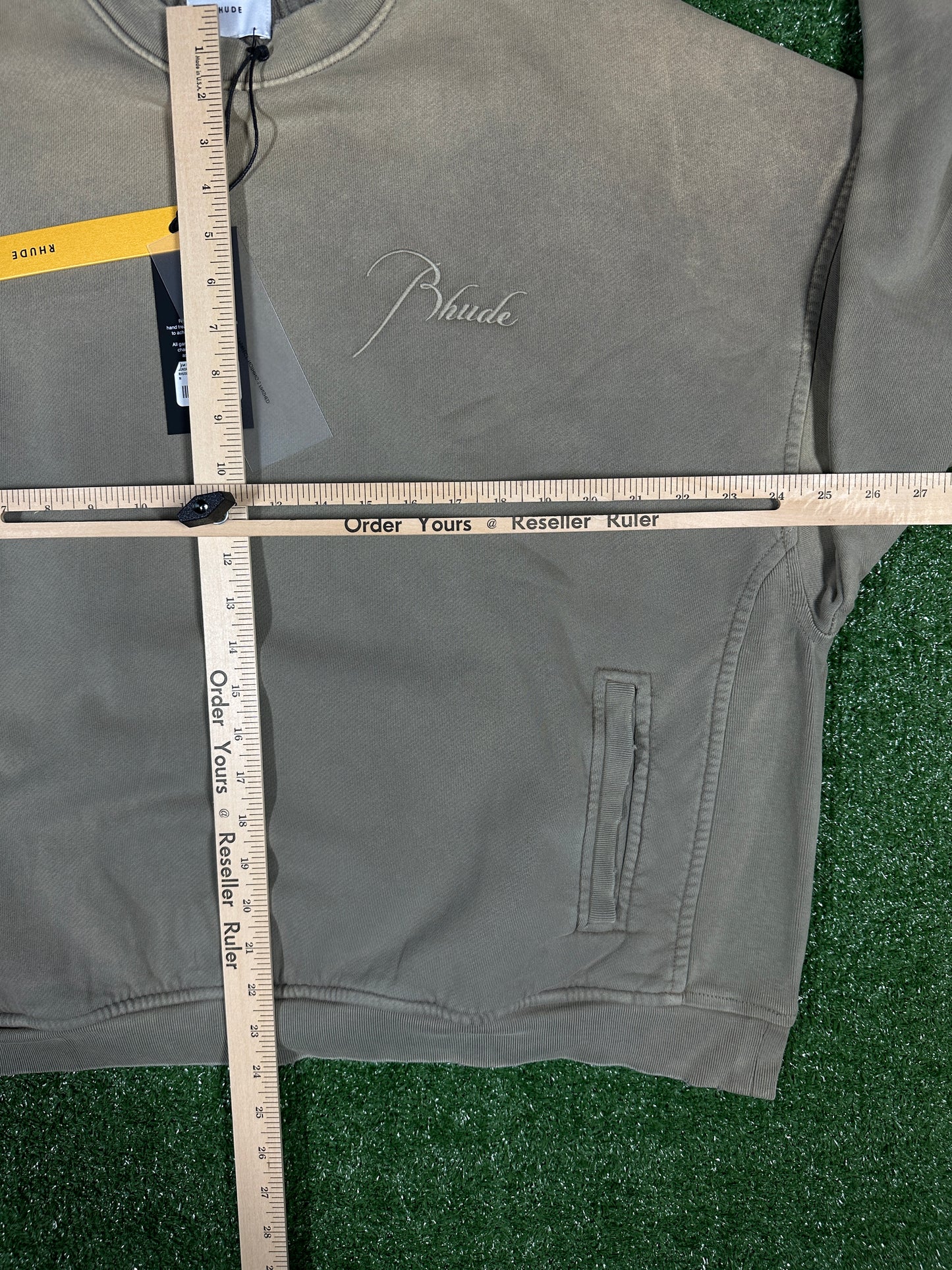 RHUDE Authentic Embroidered Crewneck Sweater-Sundry Elephant-Size Medium MSRP:$680.00