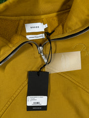 RHUDE Authentic Men's Mustard Heavyweight Embroidered Quarter Zip Sweatshirt SM - MSRP: $750