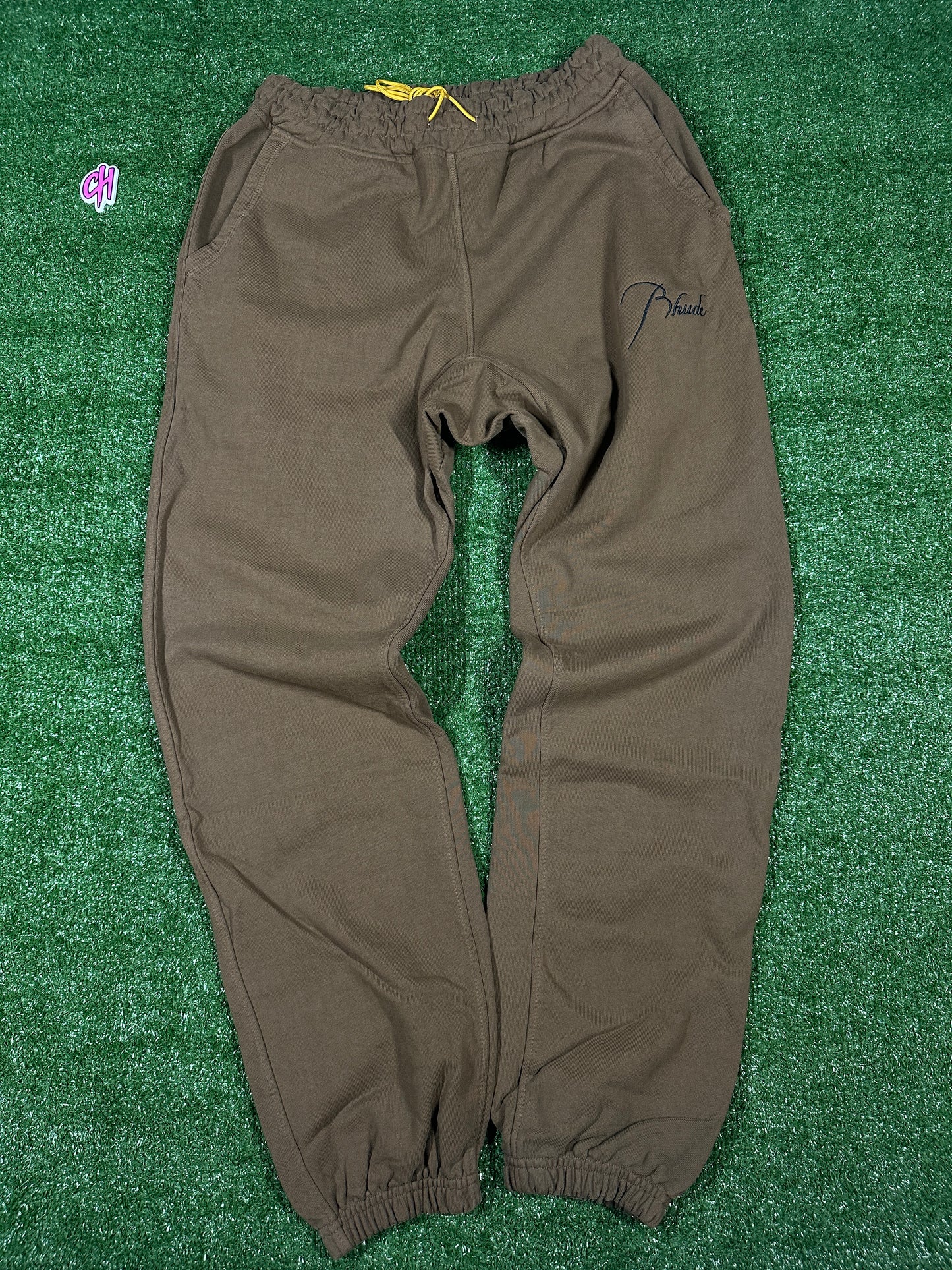 RHUDE Authentic Men's Brown Heavyweight Embroidered Logo Sweatpants MD MSRP: $765