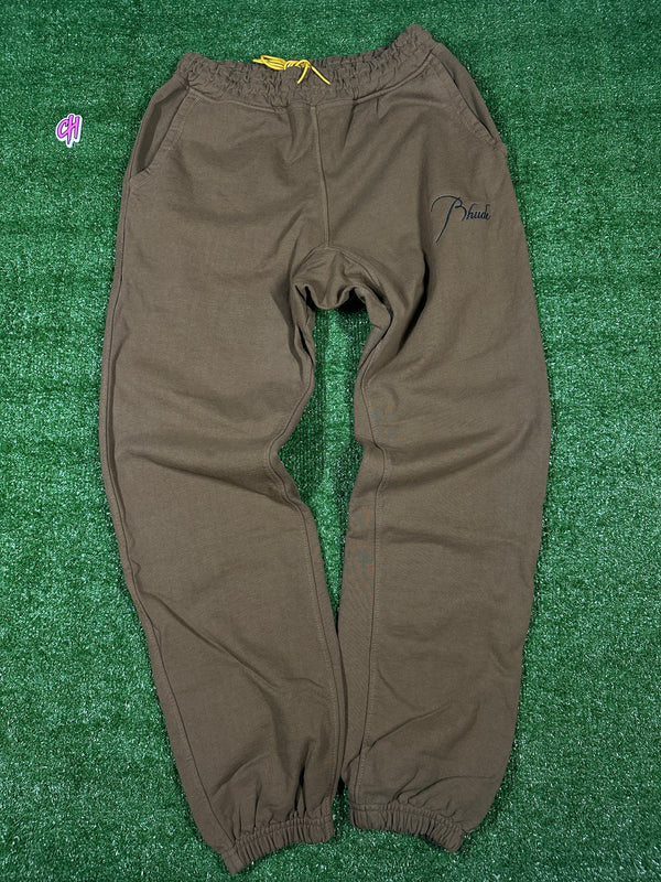 RHUDE Authentic Men's Brown Heavyweight Embroidered Logo Sweatpants MD MSRP: $765