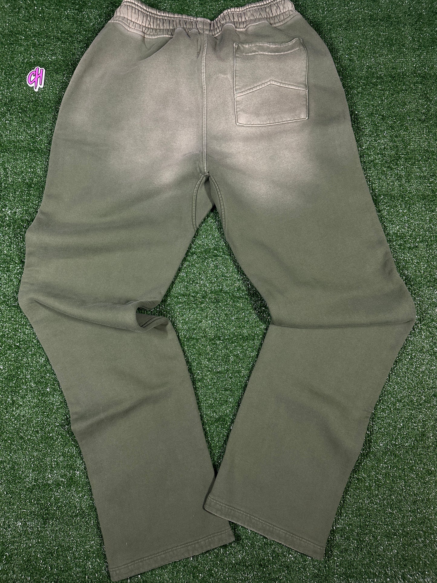 RHUDE Authentic Men's Sundry Olive Heavyweight Embroidered Logo Sweatpants SM MSRP: $765.00