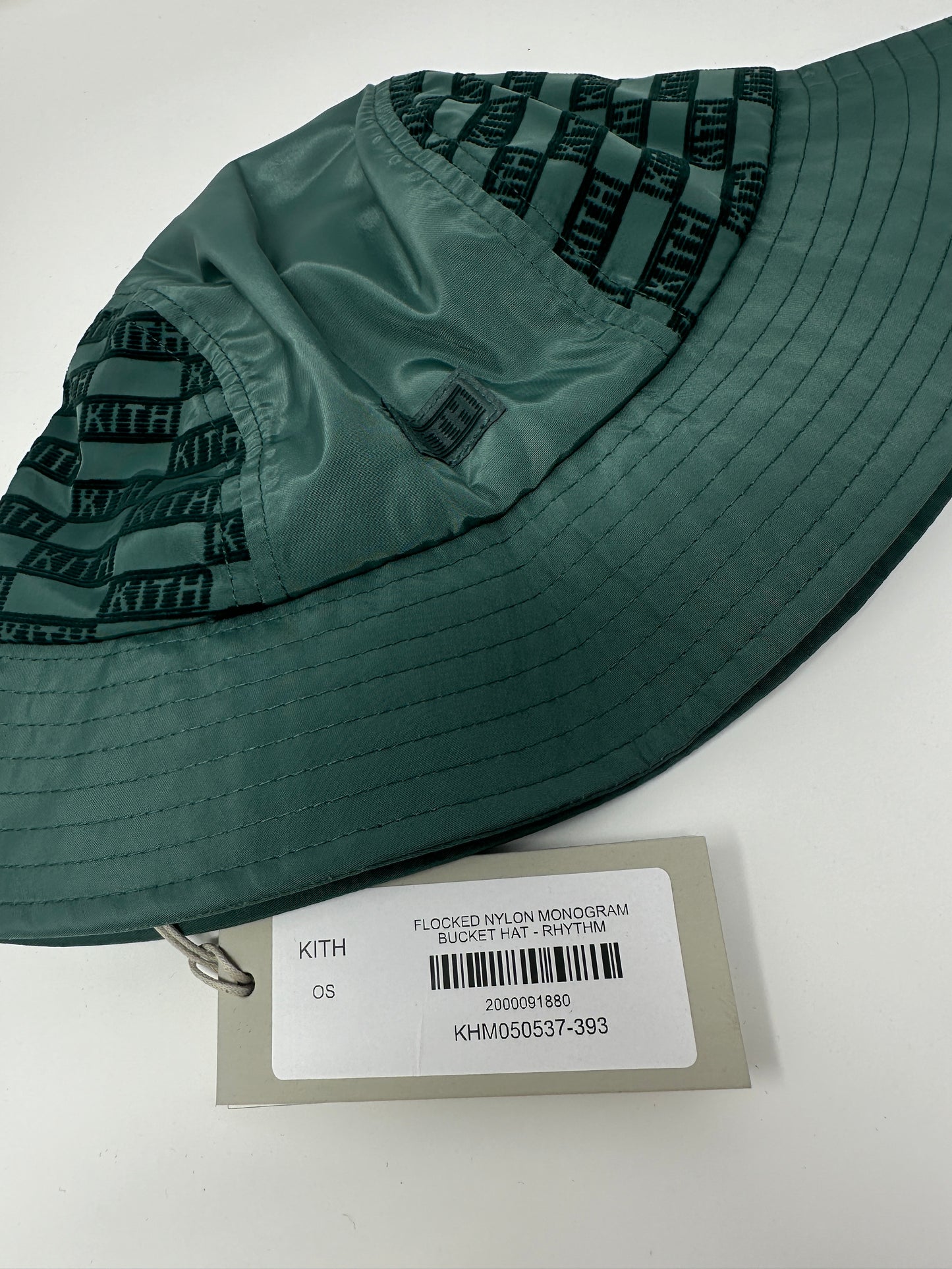 Kith Flocked Nylon Monogram Bucket Hat - Rythm Green - OS