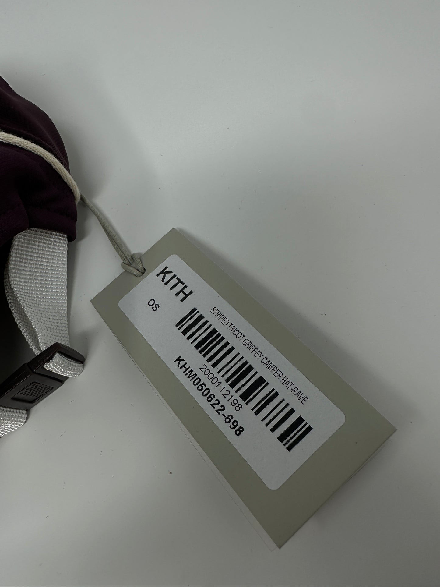 Kith Stripped Tricot Griffey Camper Adjustable Hat - Rave Red - OS